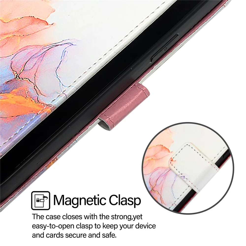 YB Pattern Printing Leather Series-6 For Samsung Galaxy M62 / F62 Case Marble Wallet Flip Crossbody Phone Cover - Milky Way Marble White LS004 - 5