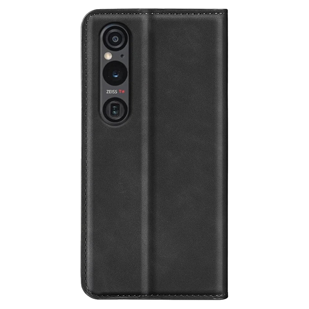 For Sony Xperia 1 VI Case Skin Touch PU Leather Drop Protection Phone Cover - Black - 7