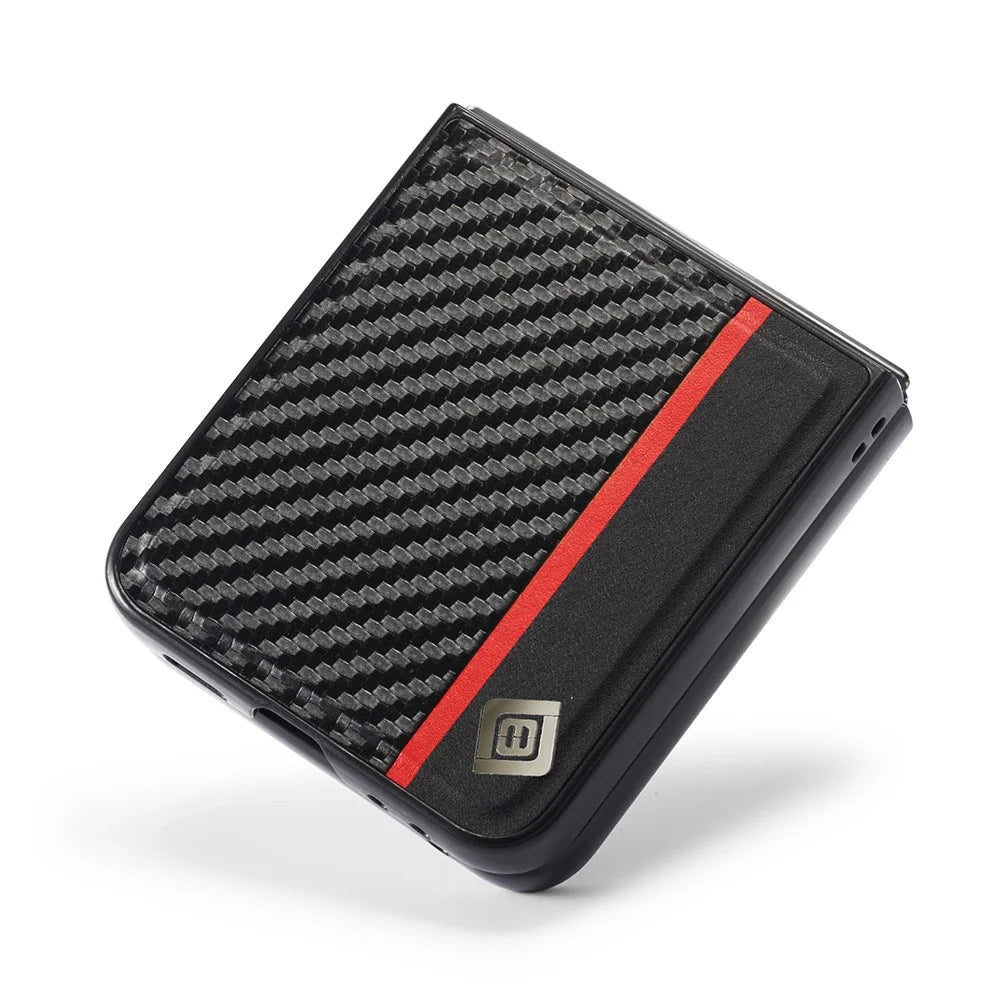 LC.IMEEKE For Samsung Galaxy Z Flip7 FE 5G / Z Flip6 5G Case Leather+EVA Carbon Fiber Textured Phone Cover - 3
