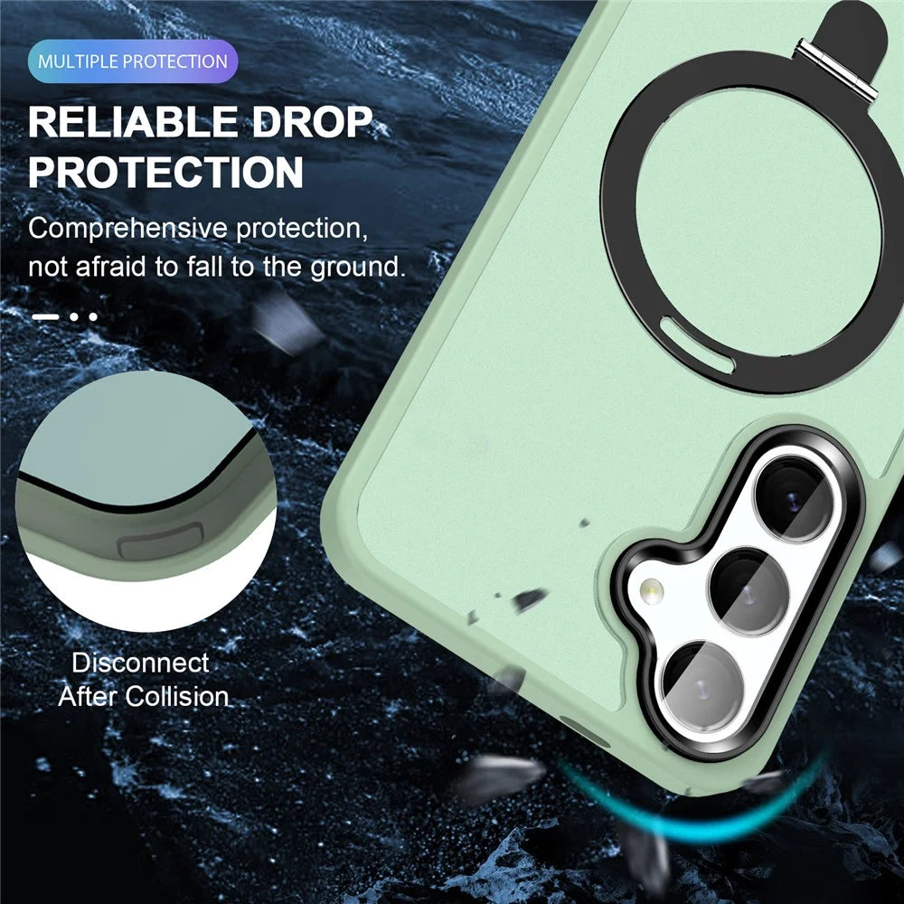For Samsung Galaxy S24 Ultra PC Case Kickstand Protective Cover Magnetic Case - Light Green - 2