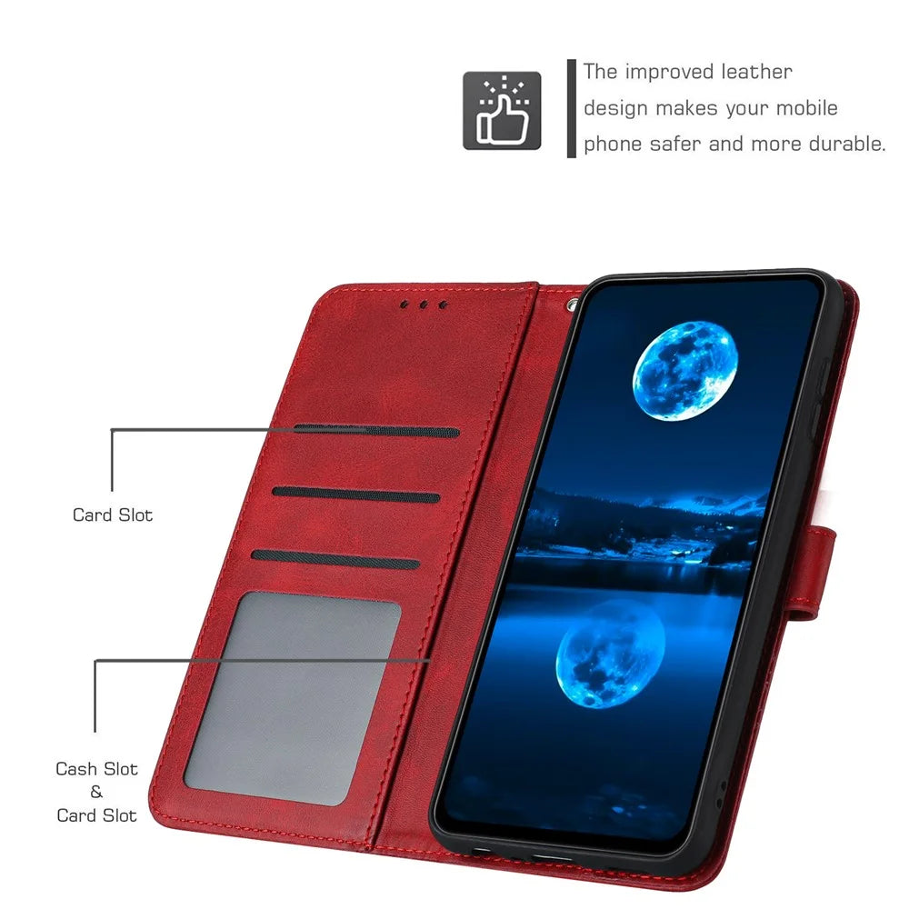 For OnePlus Nord CE 3 Lite 5G / Nord N30 5G / Oppo K11x 5G PU Leather Stand Case Wallet Phone Cover with Strap - Red - 3