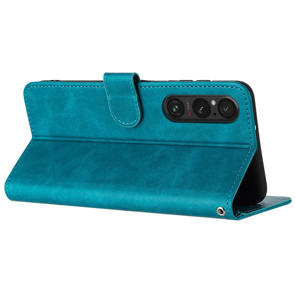 For Sony Xperia 1 V Wallet   Phone Stand Case Shockproof PU Leather Mobile Phone Cover - Green - 2