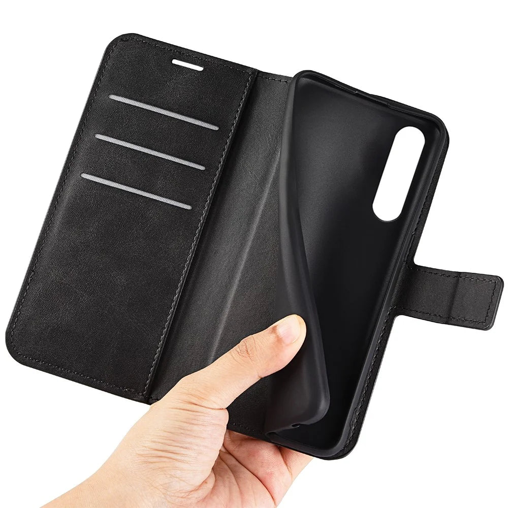 For Sony Xperia 1 VI Case Calf Texture Wallet PU Leather Flip Folio Phone Cover - Black - 4