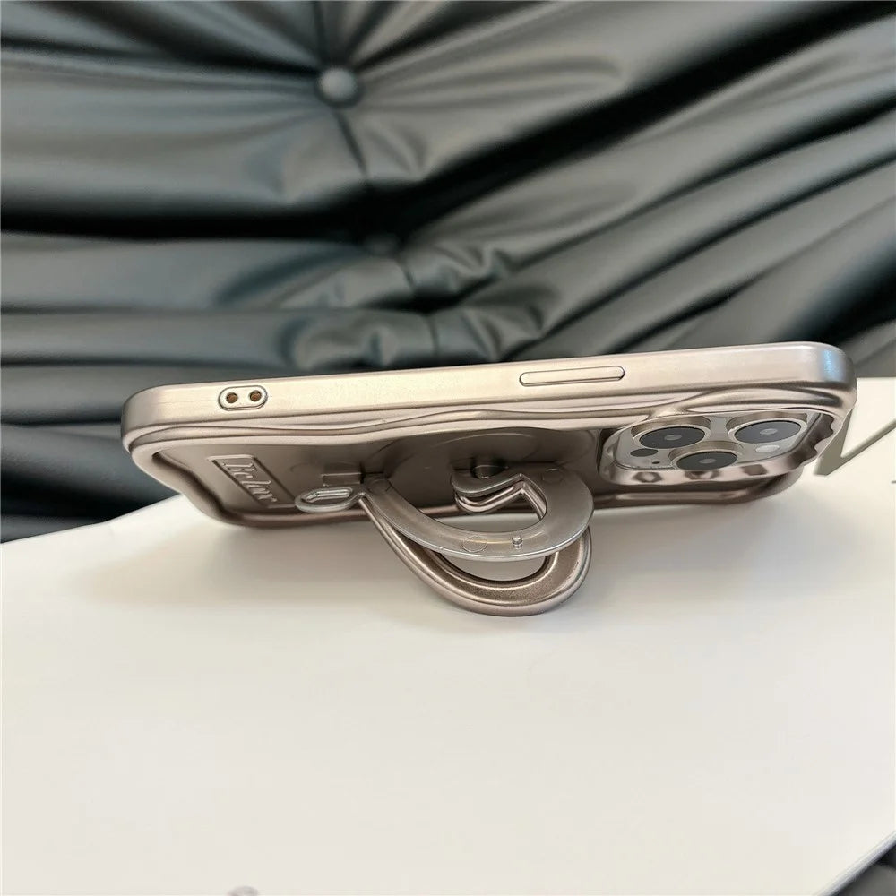 For iPhone 12 Pro Mobile Phone Cover Heart Shape Kickstand TPU Electroplated   Phone Cases - Titanium Grey - 2