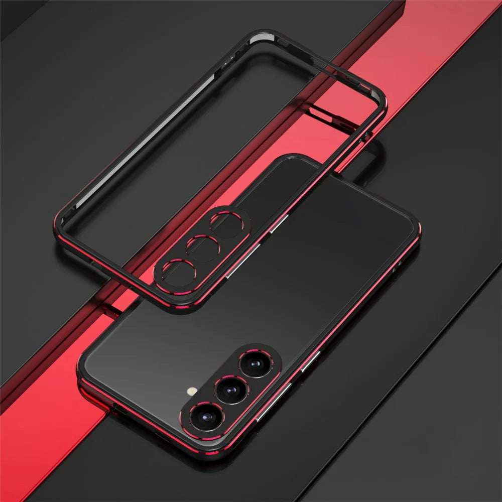 For Samsung Galaxy S24+ Bumper Case Metal Frame No Back Design Phone Shell with Camera Lens Cover - Black  /  Red - 2