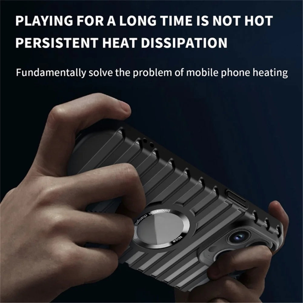 For iPhone 14 Pro Heat Dissipation Phone Case Hollow-Out PC Cover Compatible with Magsafe - Black - 4