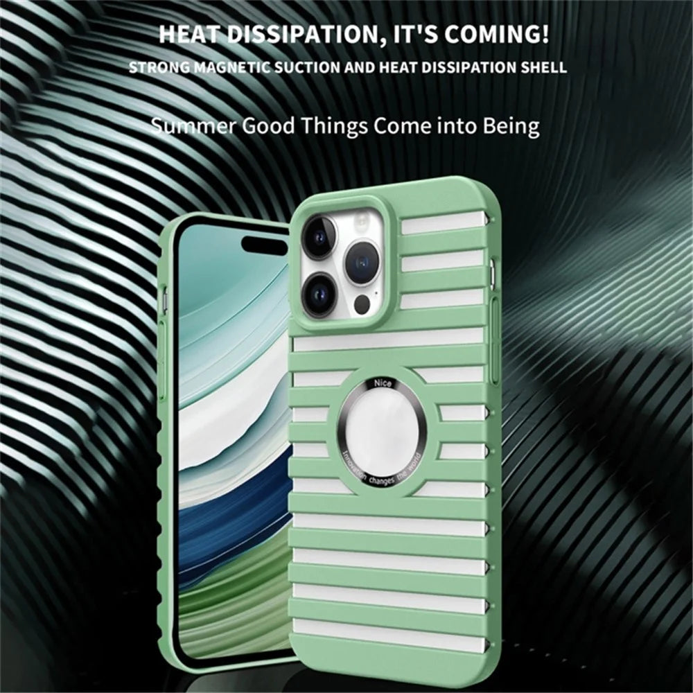 For iPhone 14 Pro Heat Dissipation Phone Case Hollow-Out PC Cover Compatible with Magsafe - Black - 7