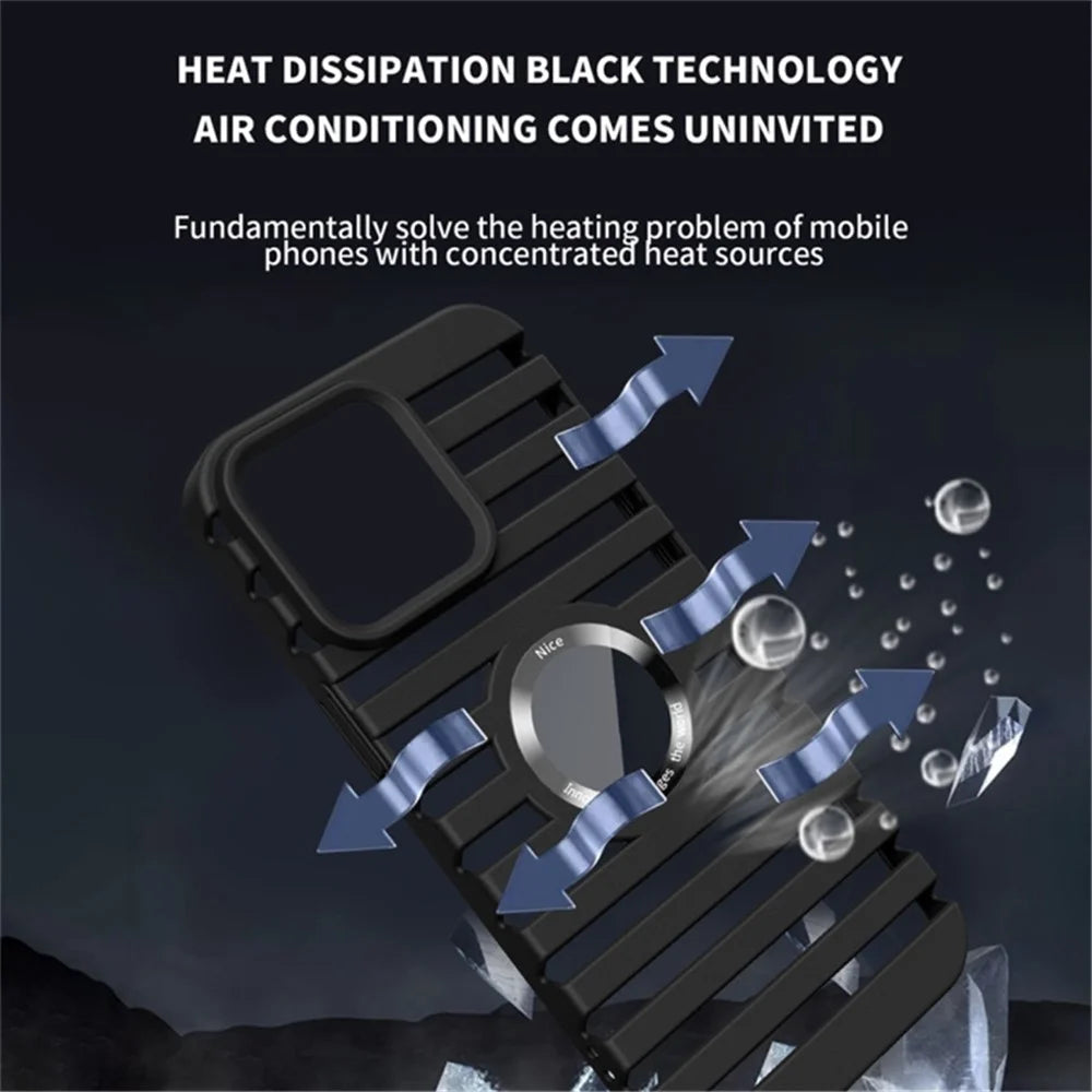 For iPhone 13 Pro Max 6.7 Inch Rubberized Phone Case Magnetic Heat Dissipation PC Phone Cover - Black - 2