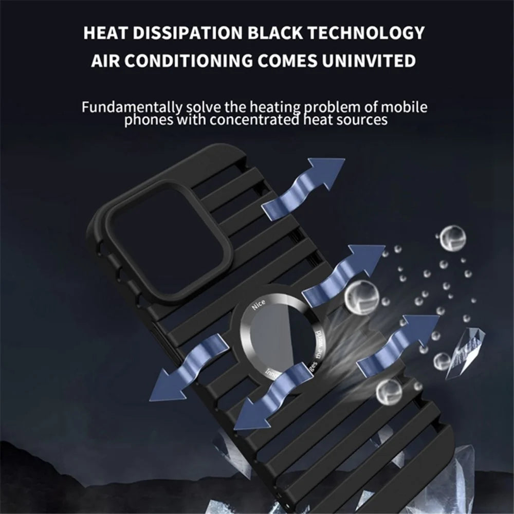 For iPhone 14 Case Compatible with Magsafe Heat Dissipation Hollow-Out PC Phone Cover - Black - 2