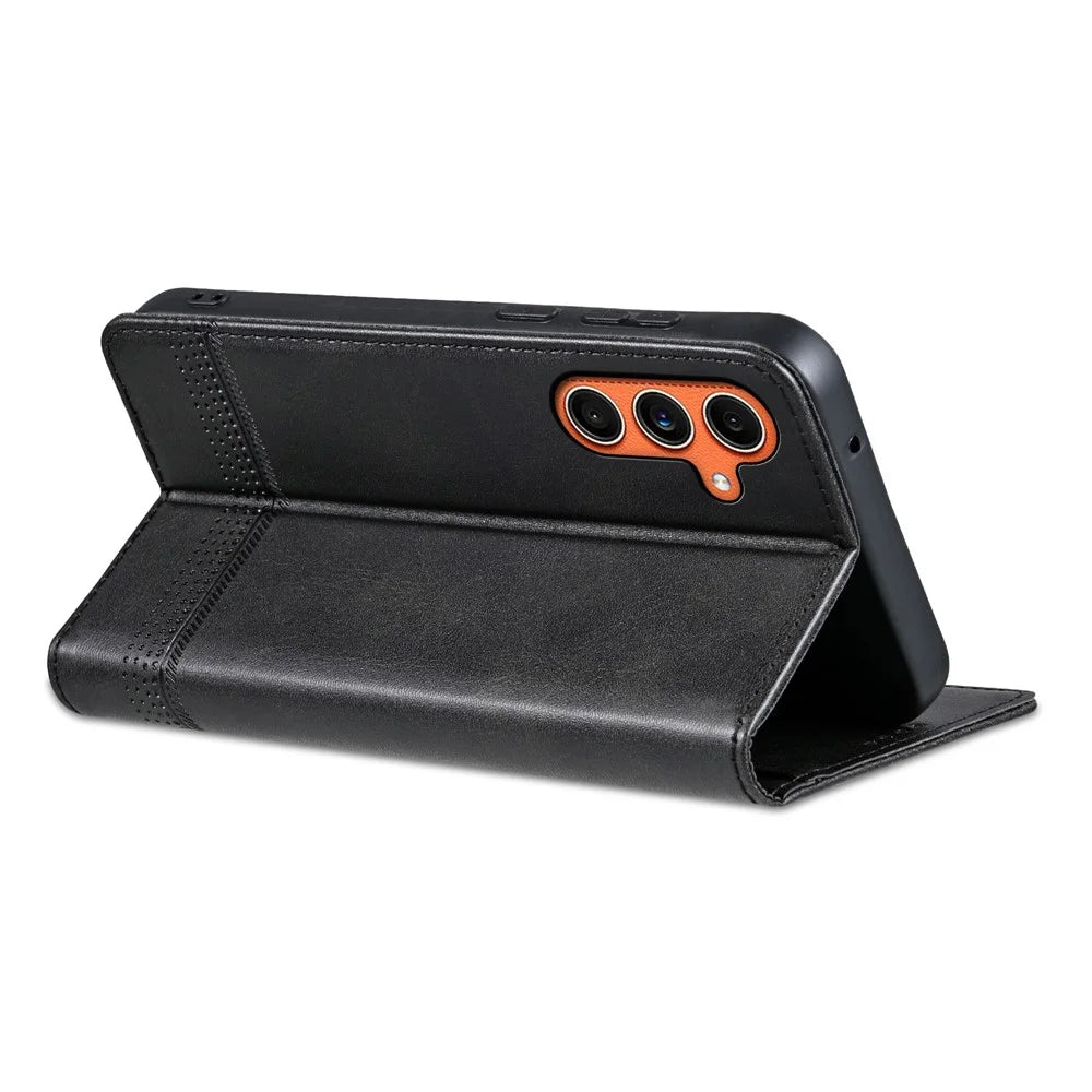 AZNS For Samsung Galaxy M55 5G / C55 5G / F55 5G Case Wallet PU Leather Magnetic Absorption Phone Cover - Black - 3