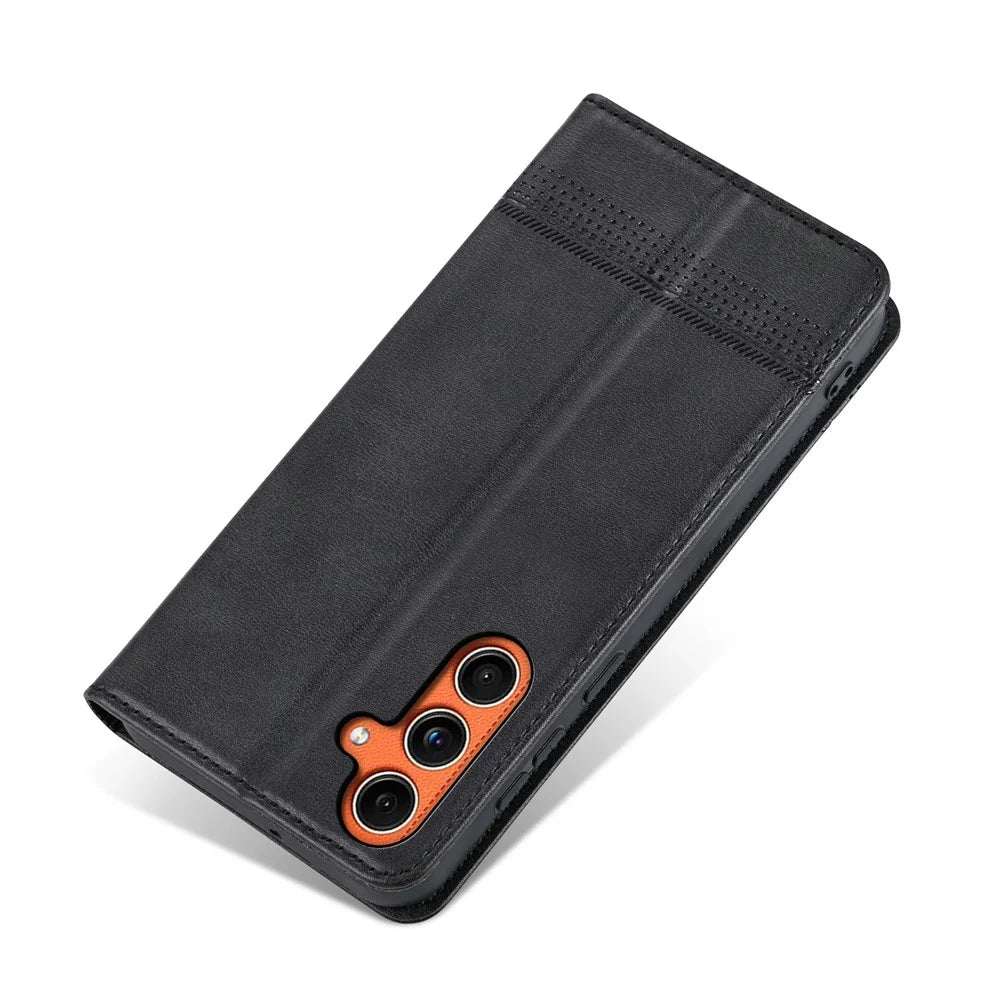AZNS For Samsung Galaxy M55 5G / C55 5G / F55 5G Case Wallet PU Leather Magnetic Absorption Phone Cover - Black - 7