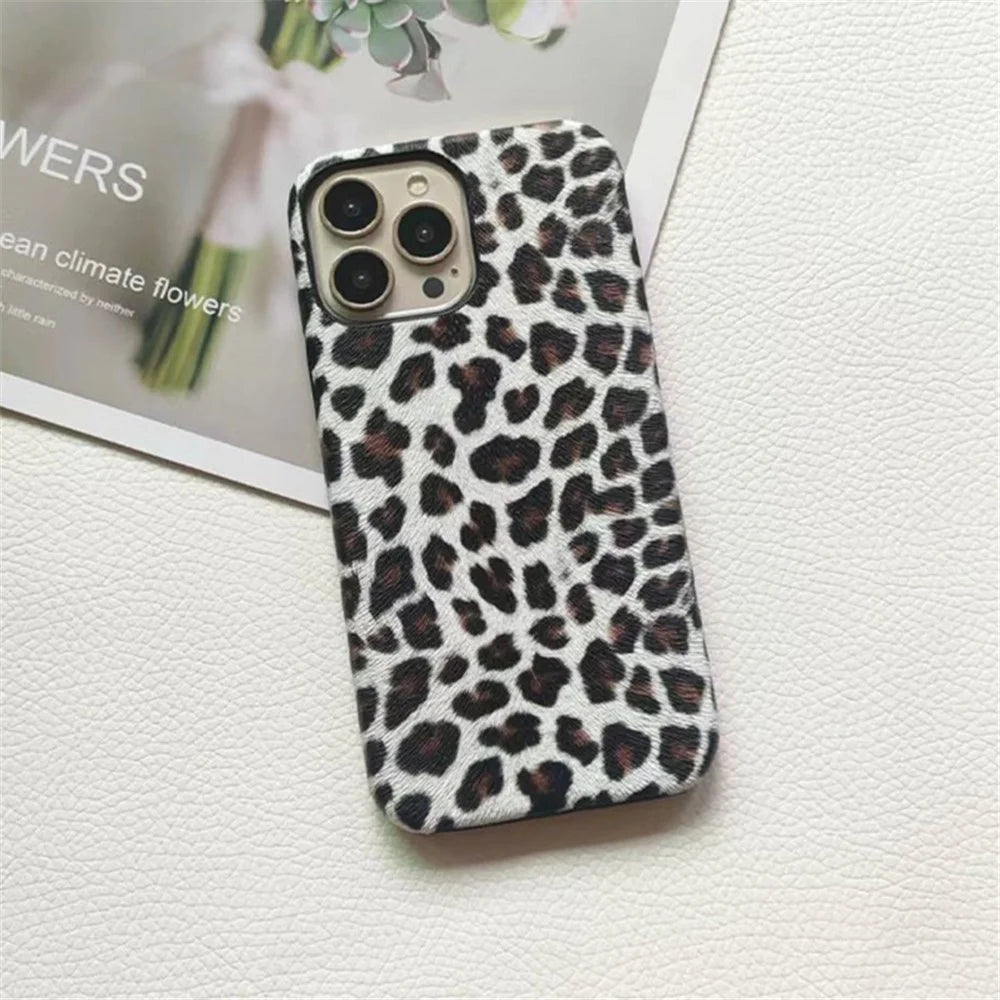 For iPhone 14 Pro Max Leopard Texture Phone Case PC+PU Leather Phone Shell (Not Complete Covering) - White - 2