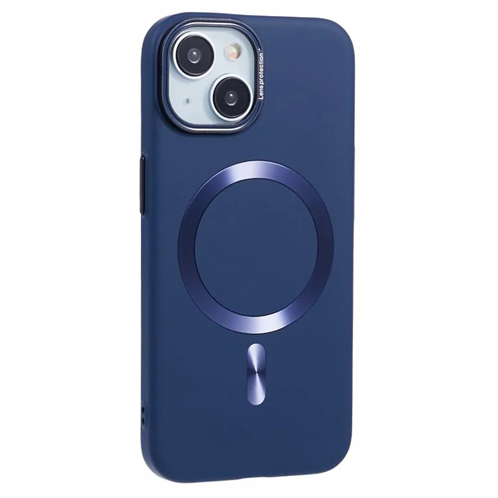 MMKK Series for iPhone 14 Case Compatible with Magsafe Rubberized Hard PC Phone Cover - Sapphire - 3