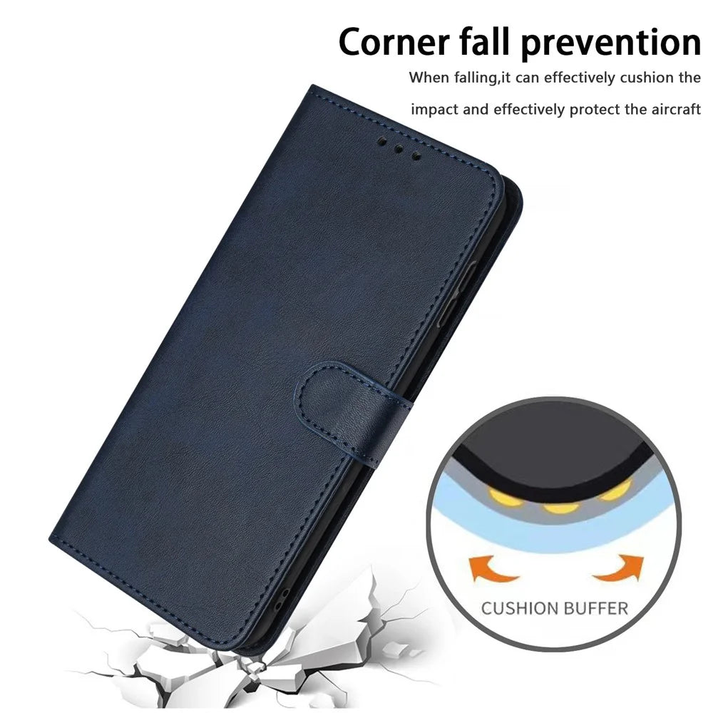For TECNO Pova 5 Pro 4G Case Leather Stand Shockproof Cell Phone Cover with Wallet - Sapphire - 6