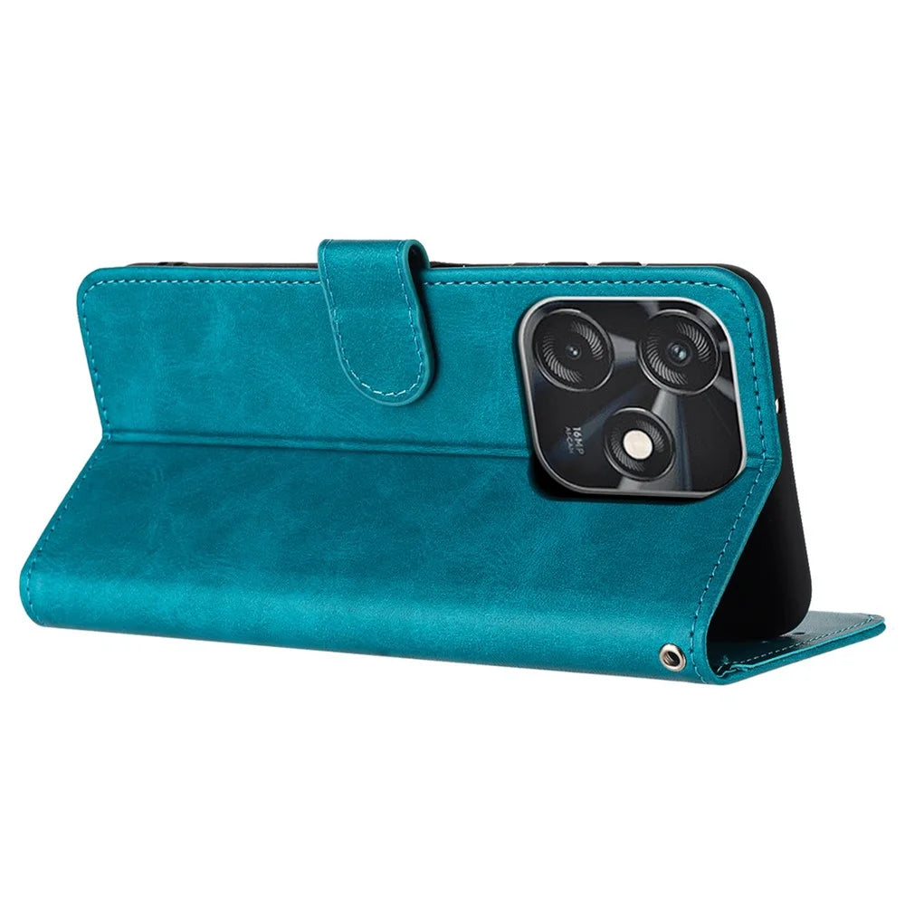 For TECNO Spark 10 4G / 10C 4G Case Leather Drop Protection Folding Stand Phone Cover - Green - 2