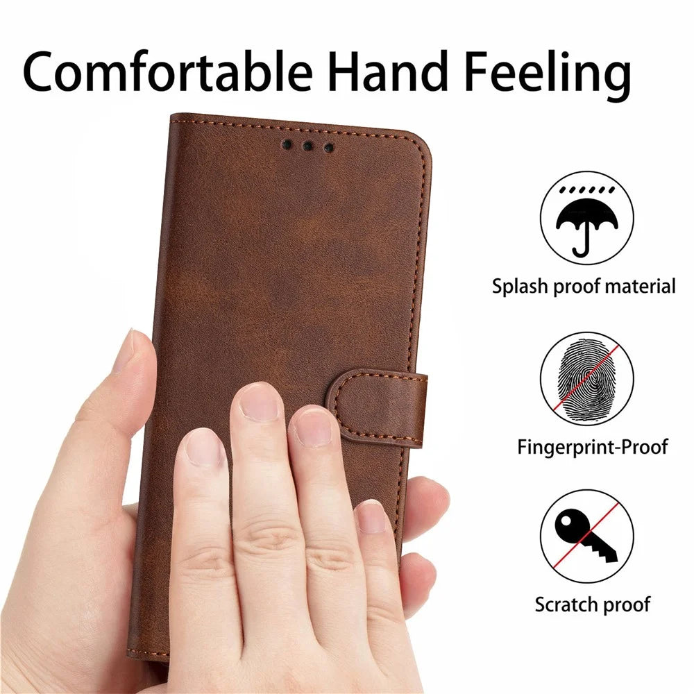 For TECNO Camon 20 Pro 5G Case Leather Stand Wallet Magnetic Clasp Phone Cover - Brown - 5