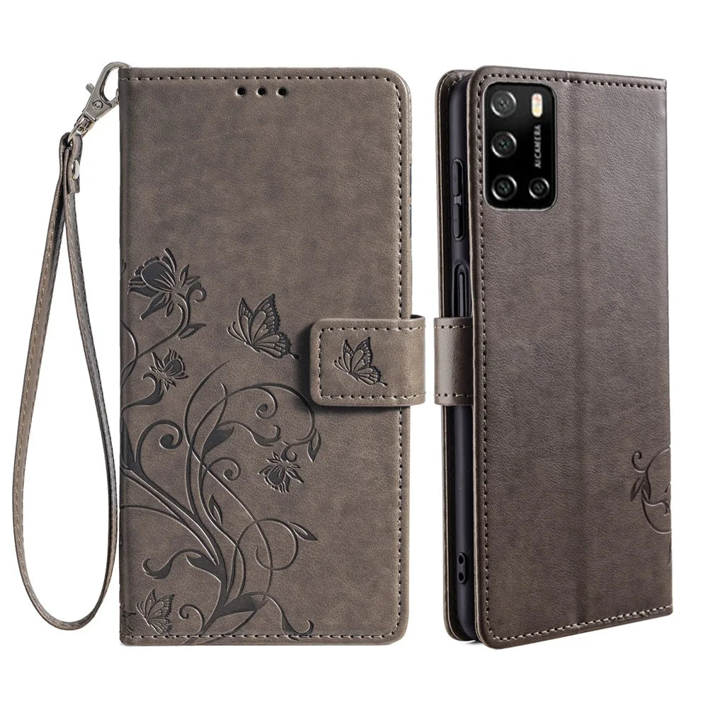 For Rakuten Big S Wallet Case Anti-Scratch PU Leather Cover Cell Phone Accessories   - Grey - 1