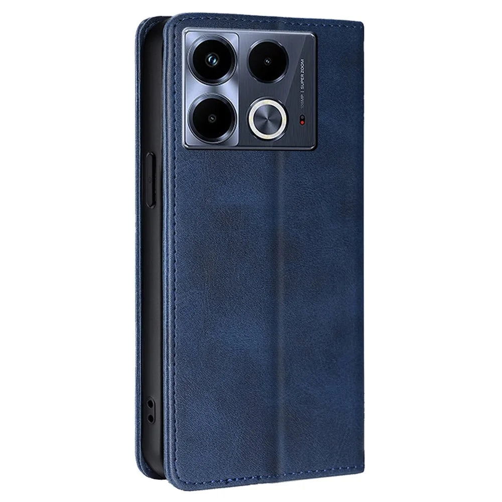 For Infinix Note 40 Stand Case Calf Texture Leather Cover Cell Phone Accessory   - Sapphire - 6