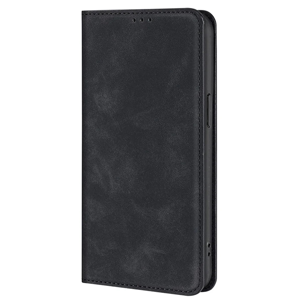 For vivo Y03 Case PU Leather Magnetic Auto-Absorbed Cover with Card Holder - Black - 7