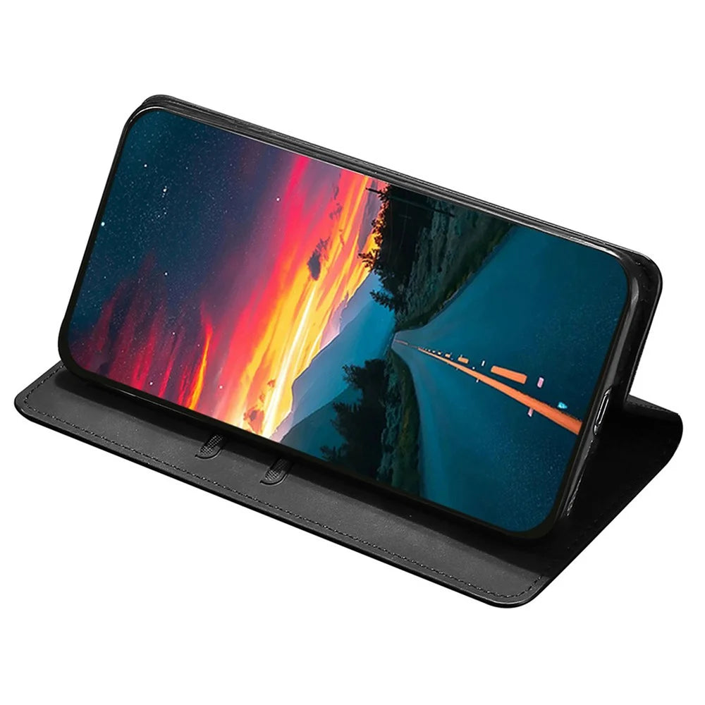 For Infinix Note 40 Case PU Leather Phone Card Slots Cover Skin-Touch Feeling - Black - 3
