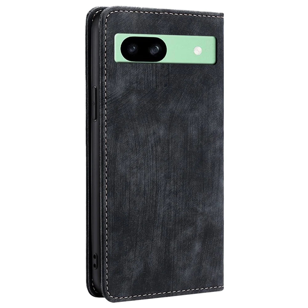 For Google Pixel 8a Wallet Case RFID Blocking Stand Leather Phone Cover - Black - 7