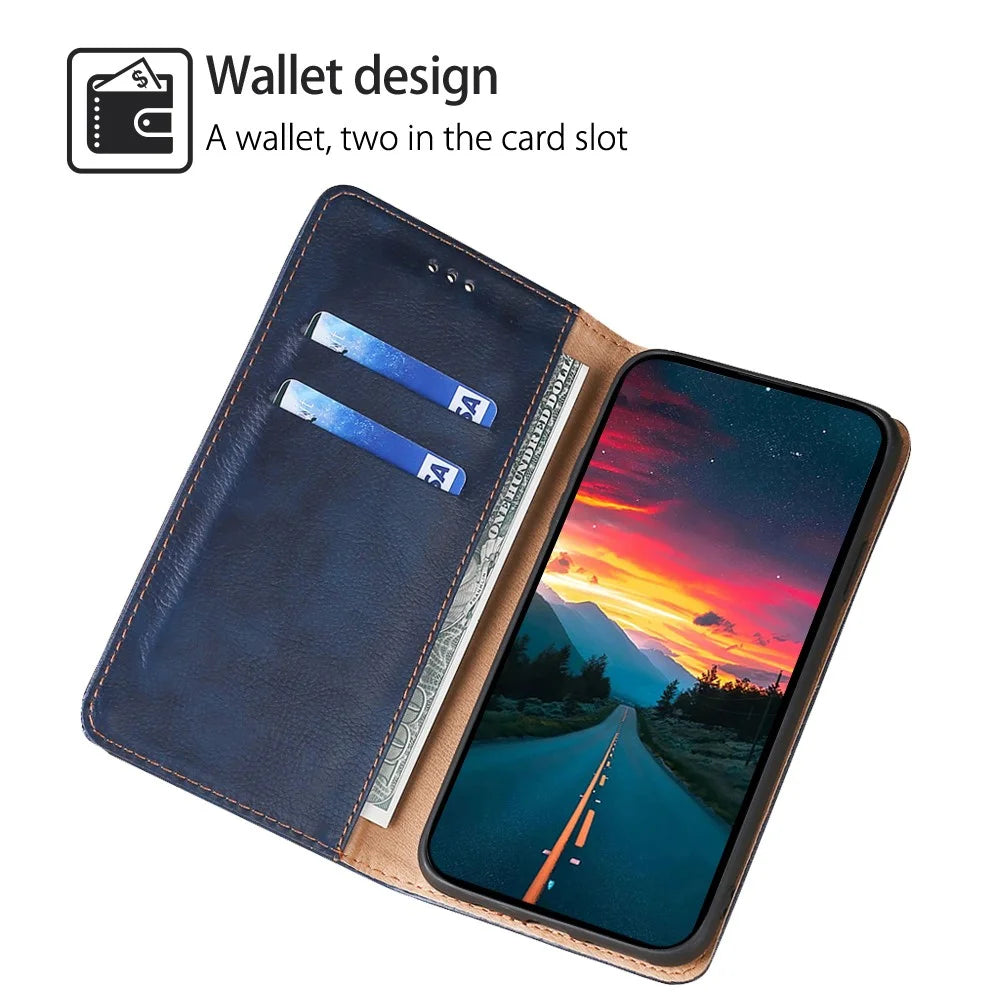 For Samsung Galaxy M55 5G / C55 5G / F55 5G Wallet Case Magnetic Auto-Absorbed Leather Phone Cover - Blue - 2