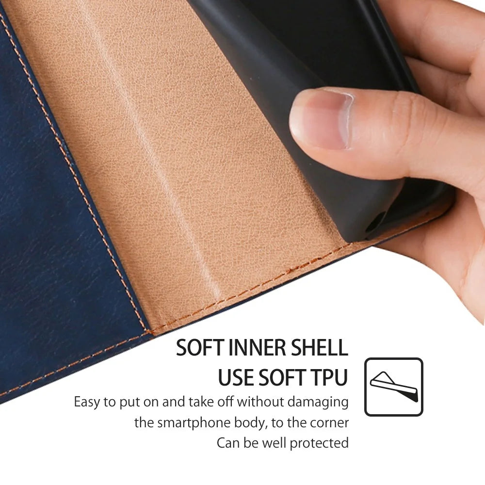 For Infinix Note 40 Pro 4G Case Anti-Scratch PU Leather Magnetic Closing Cell Phone Cover - Blue - 5