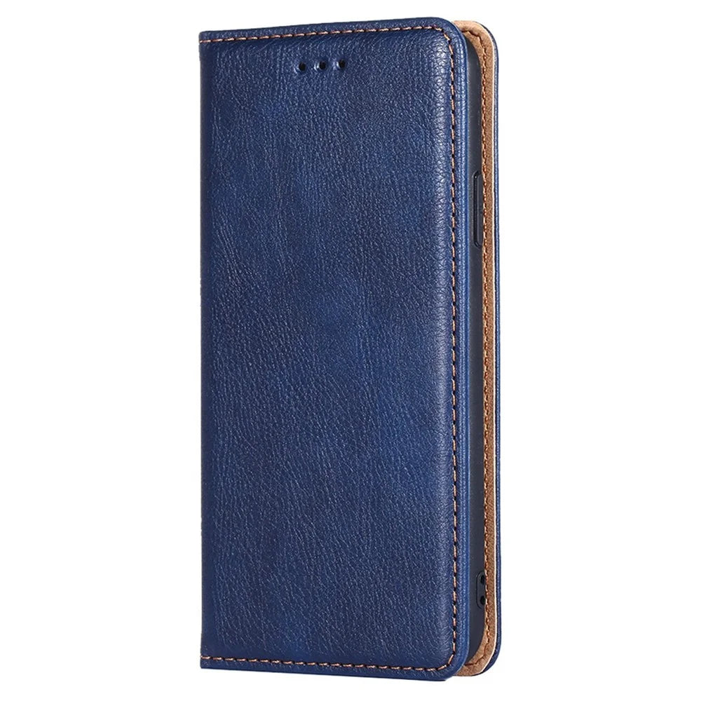 For Infinix Note 40 Pro 4G Case Anti-Scratch PU Leather Magnetic Closing Cell Phone Cover - Blue - 6
