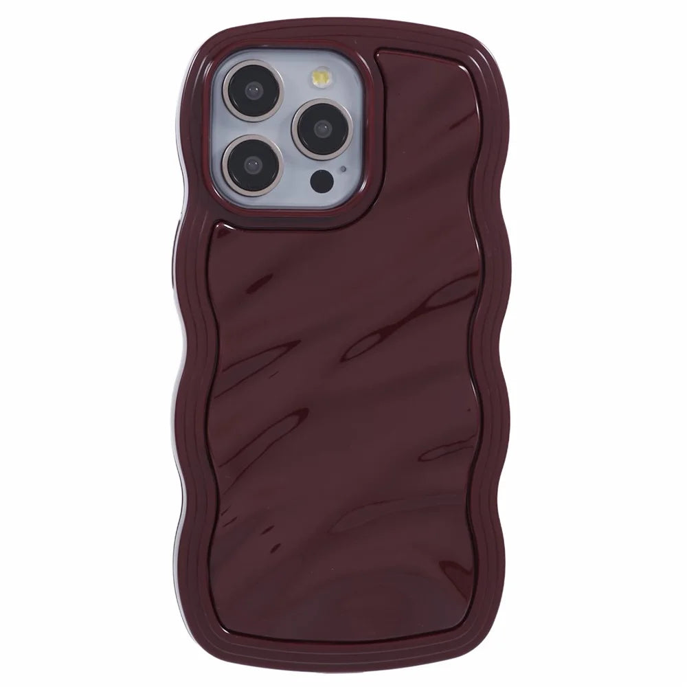 WT Series for iPhone 12 / 12 Pro Case Wavy Edge Shockproof TPU+PC Phone Cover - Wine Red - 1
