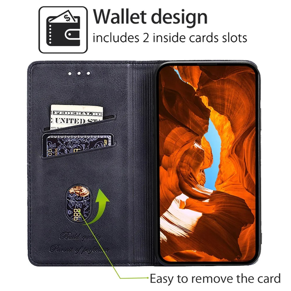 For Infinix Note 40 Case PU Leather Cowhide Texture Phone Cover Magnetic Absorption - Black - 2