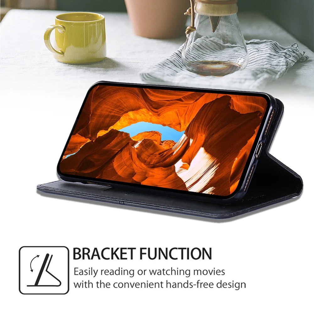 For Infinix Note 40 Case PU Leather Cowhide Texture Phone Cover Magnetic Absorption - Black - 3