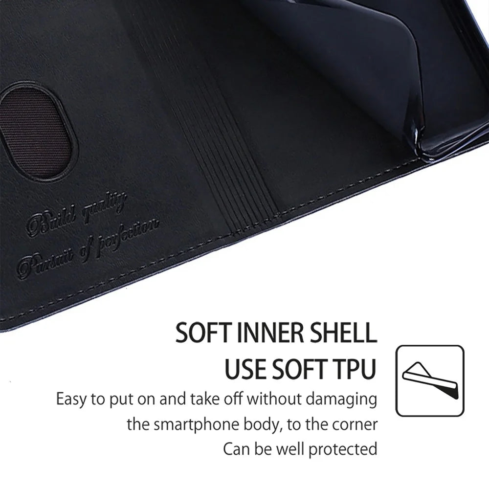 For Infinix Note 40 Case PU Leather Cowhide Texture Phone Cover Magnetic Absorption - Black - 5