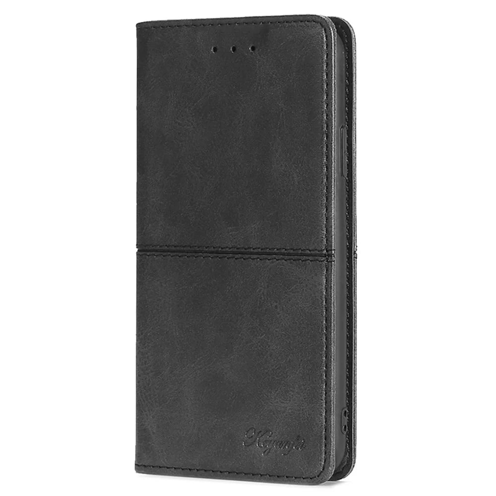 For Infinix Note 40 Case PU Leather Cowhide Texture Phone Cover Magnetic Absorption - Black - 6