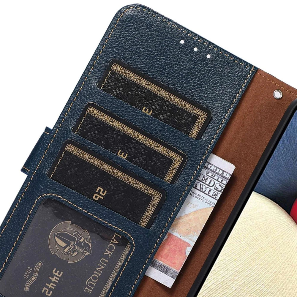 KHAZNEH For Sony Xperia 1 VI Case RFID Blocking Stand Wallet Leather Phone Cover - Blue - 5