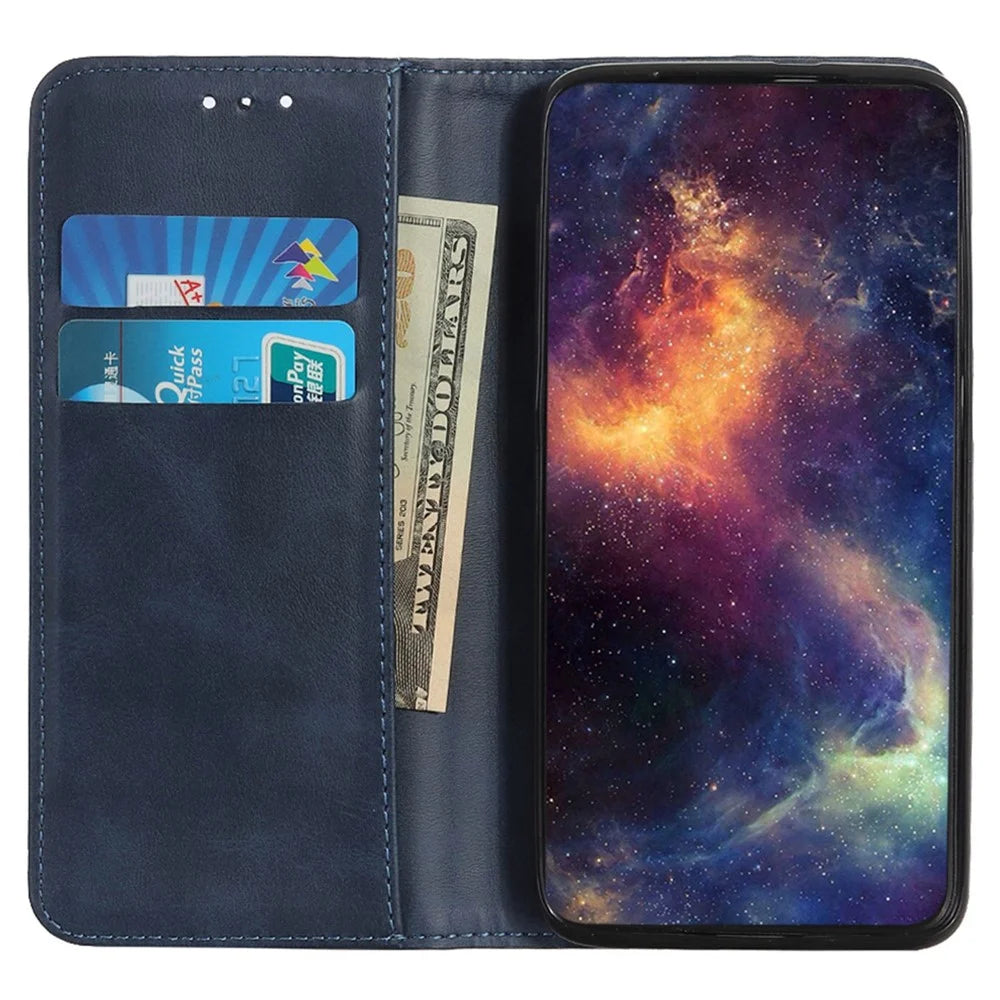 For Sony Xperia 1 VI Case Split Leather Magnetic Closing Phone Shell Wallet Protective Cover - Blue - 2