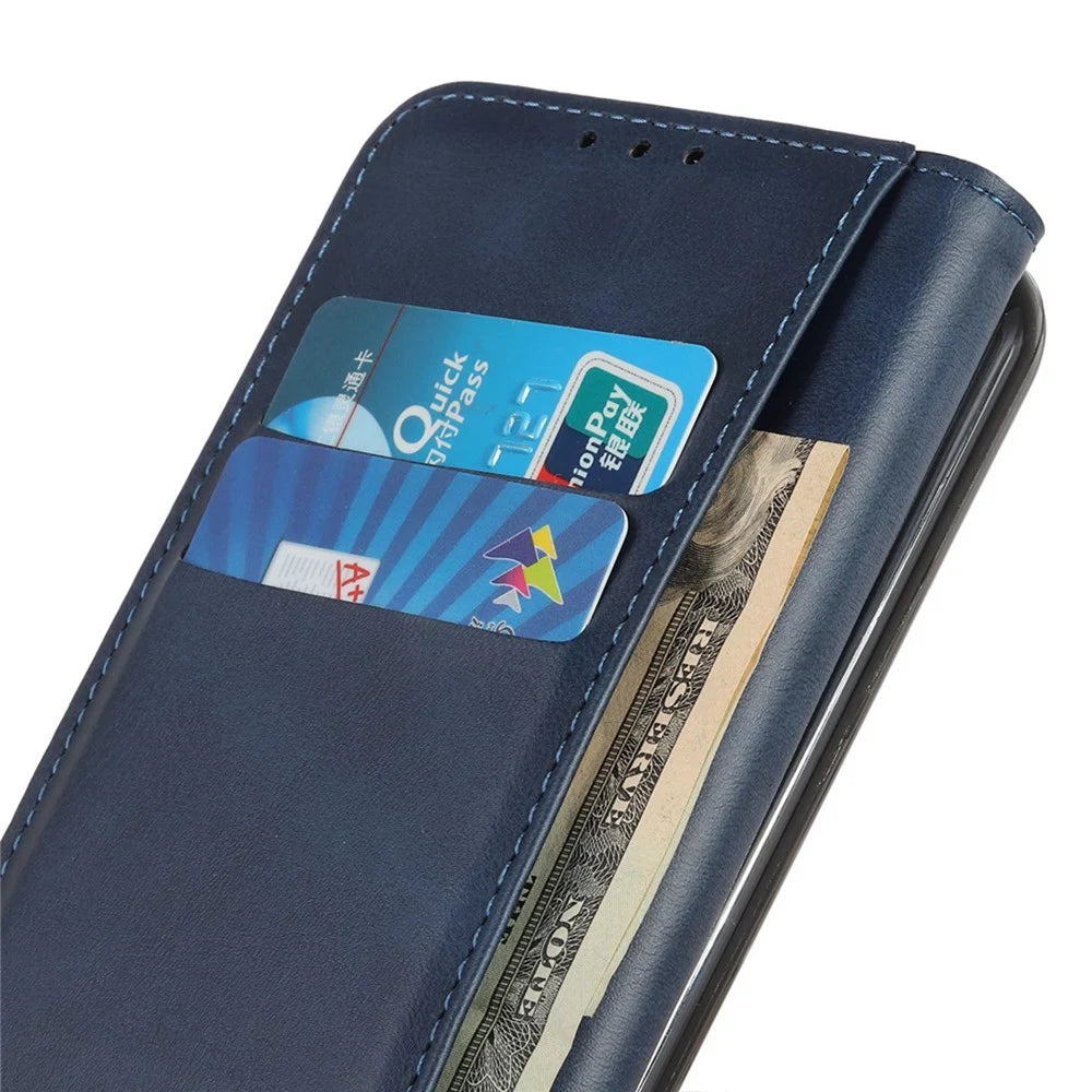 For Sony Xperia 1 VI Case Split Leather Magnetic Closing Phone Shell Wallet Protective Cover - Blue - 4