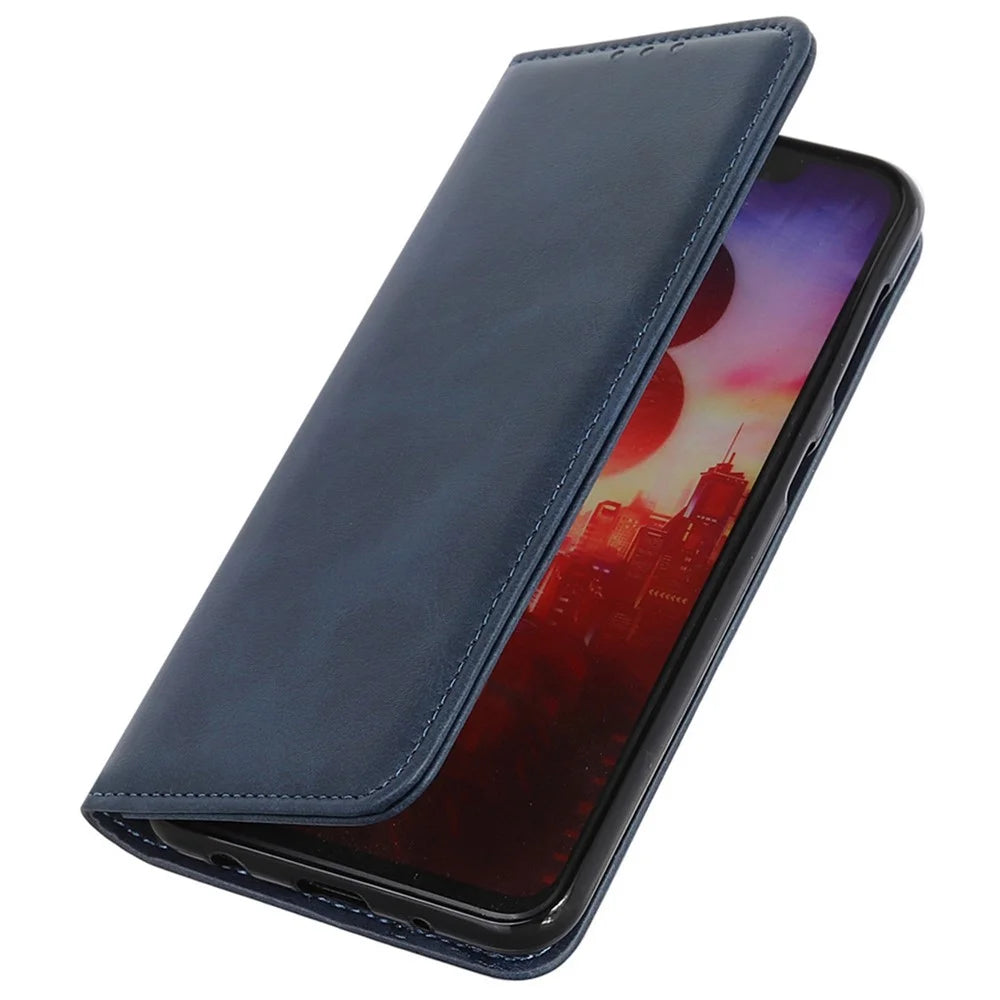 For Sony Xperia 1 VI Case Split Leather Magnetic Closing Phone Shell Wallet Protective Cover - Blue - 5