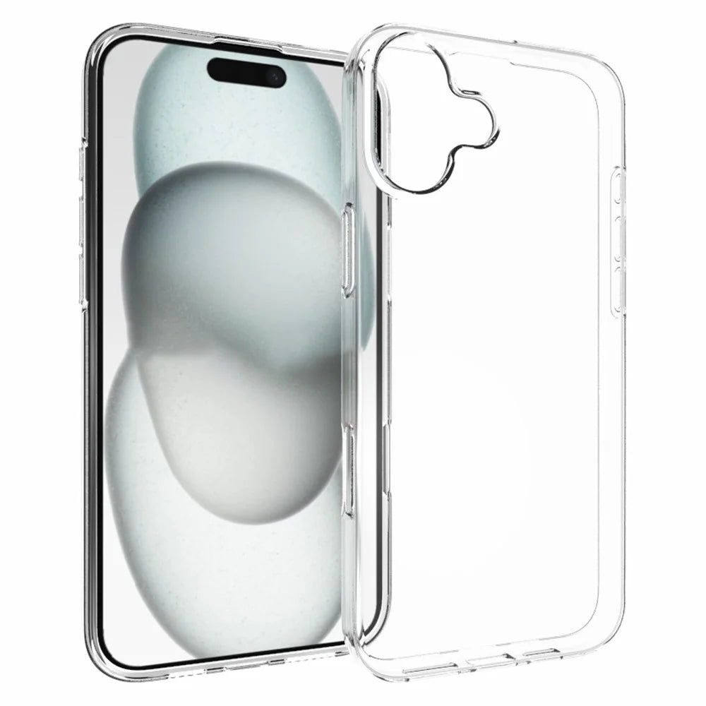 For iPhone 16 Plus Phone Cover Non-Slip TPU Watermark-Free Glossy Clear Case - 1