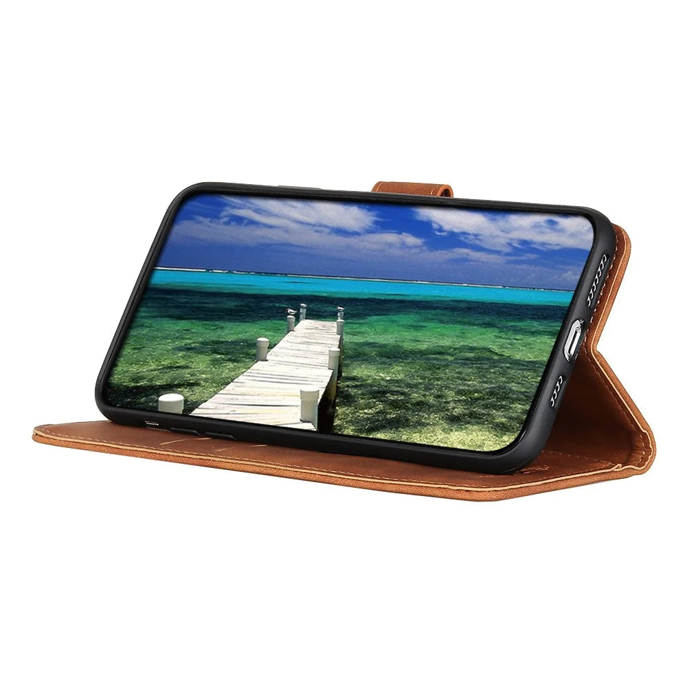 KHAZNEH For Sony Xperia 10 VI Case Retro Leather Stand Folio Phone Cover - Brown - 2