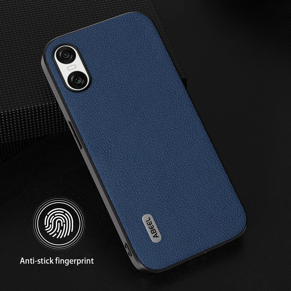 ABEEL For Sony Xperia 10 VI Case Cowhide Leather Litchi Texture Back Phone Cover - Blue - 2