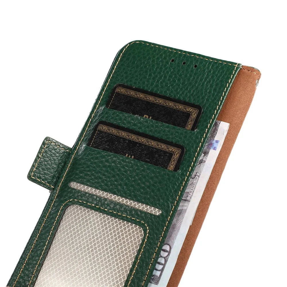 KHAZNEH For Sony Xperia 1 VI Case Side-Magnetic Genuine Cow Leather RFID Blocking Cover - Green - 5