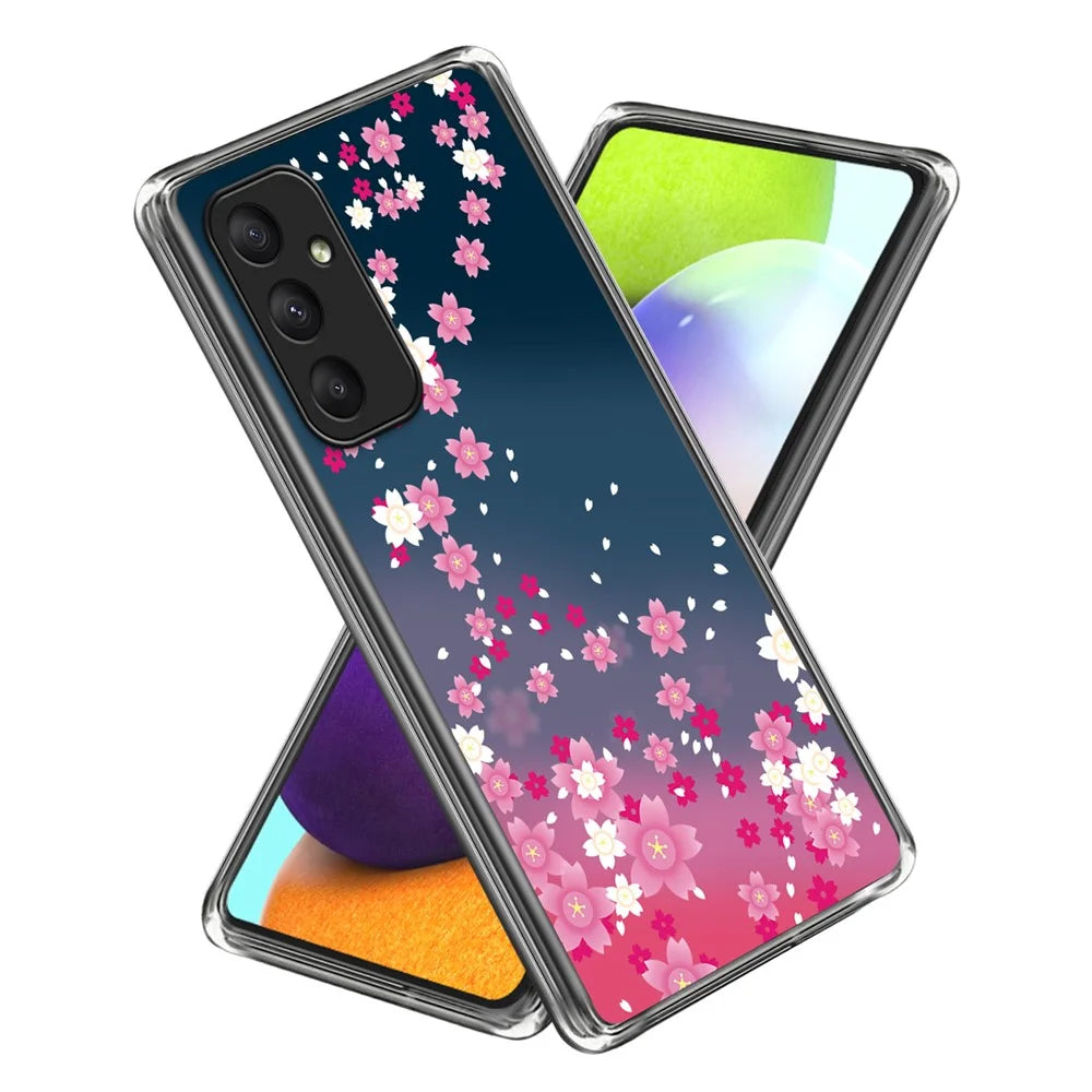For Samsung Galaxy A55 5G Case Pattern Print Design TPU Flexible Phone Cover - Pink Flowers - 1