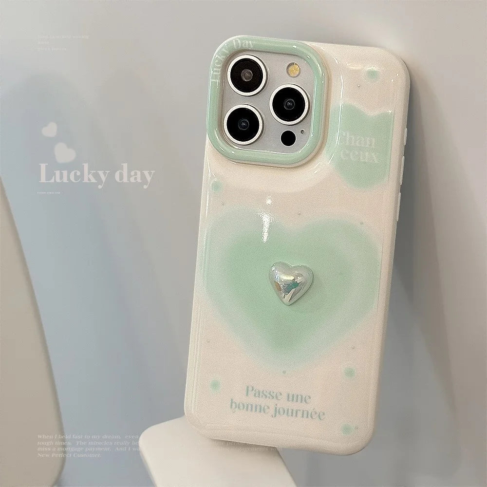 For iPhone 14 Pro Case TPU Love Heart Pattern Phone Cover - White - 2