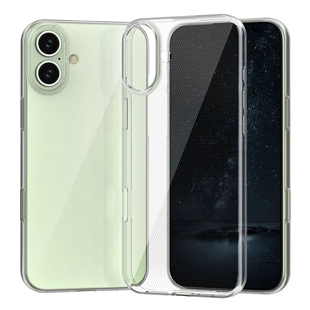 For iPhone 16 Plus Case Transparent TPU Anti-Scratch Mobile Phone Cover - 1
