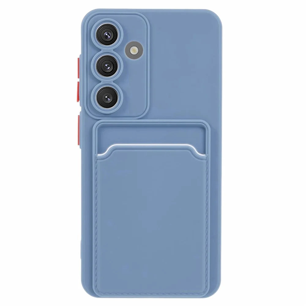 For Samsung Galaxy A55 5G Case Card Slot Anti-Scratch Soft TPU Phone Back Cover - Blue - 1