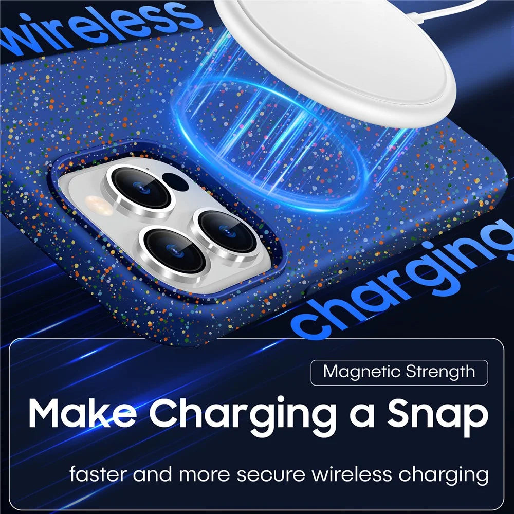 For iPhone 15 Pro Magnetic Phone Case Colorful Spots Matte Hard PC Back Cover - White - 6