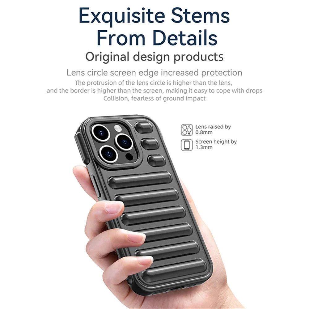 Capsule Series for iPhone 14 Pro Case Anti-Drop Ribbed TPU Cover Mobile Phone Accessories   - Black - 2