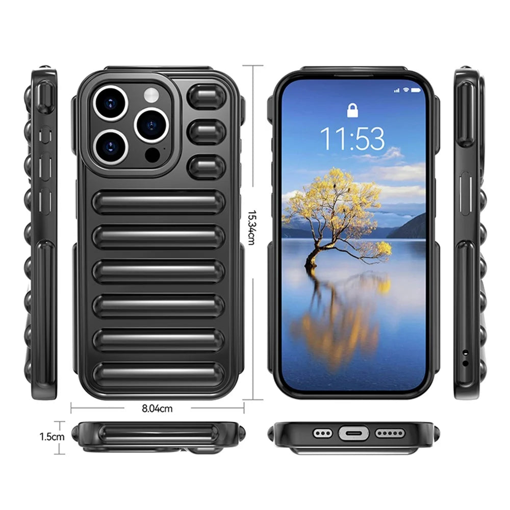 Capsule Series for iPhone 14 Pro Case Anti-Drop Ribbed TPU Cover Mobile Phone Accessories   - Black - 7