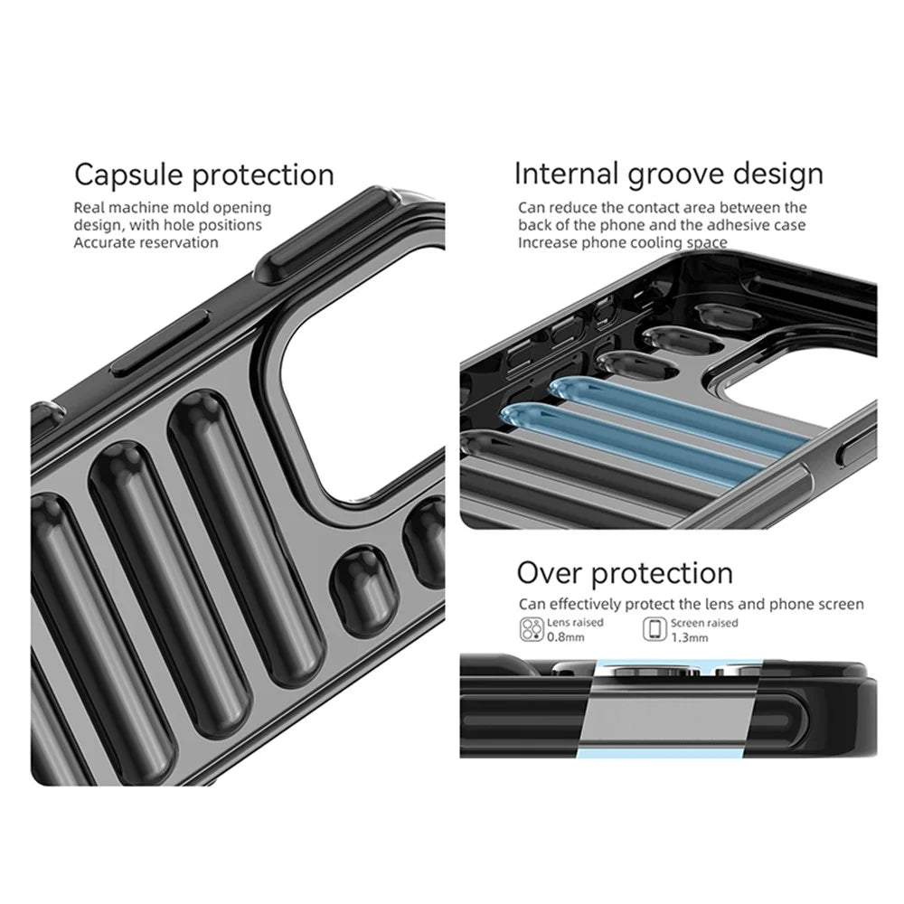Capsule Series for iPhone 14 Pro Max Case Ribbed Shock Absorption TPU Phone Cover - Black - 3