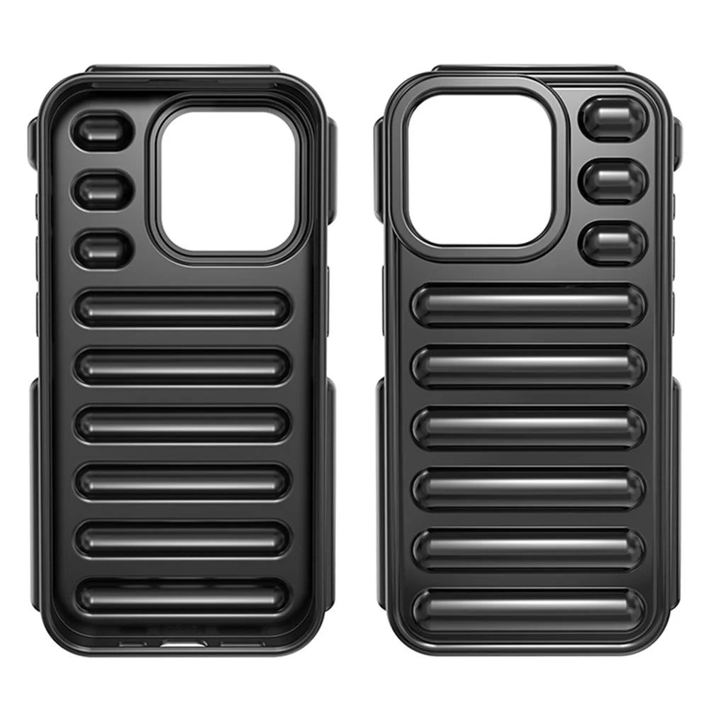 Capsule Series for iPhone 15 Pro Max Case Shockproof Ribbed TPU Phone Cover - Black - 4